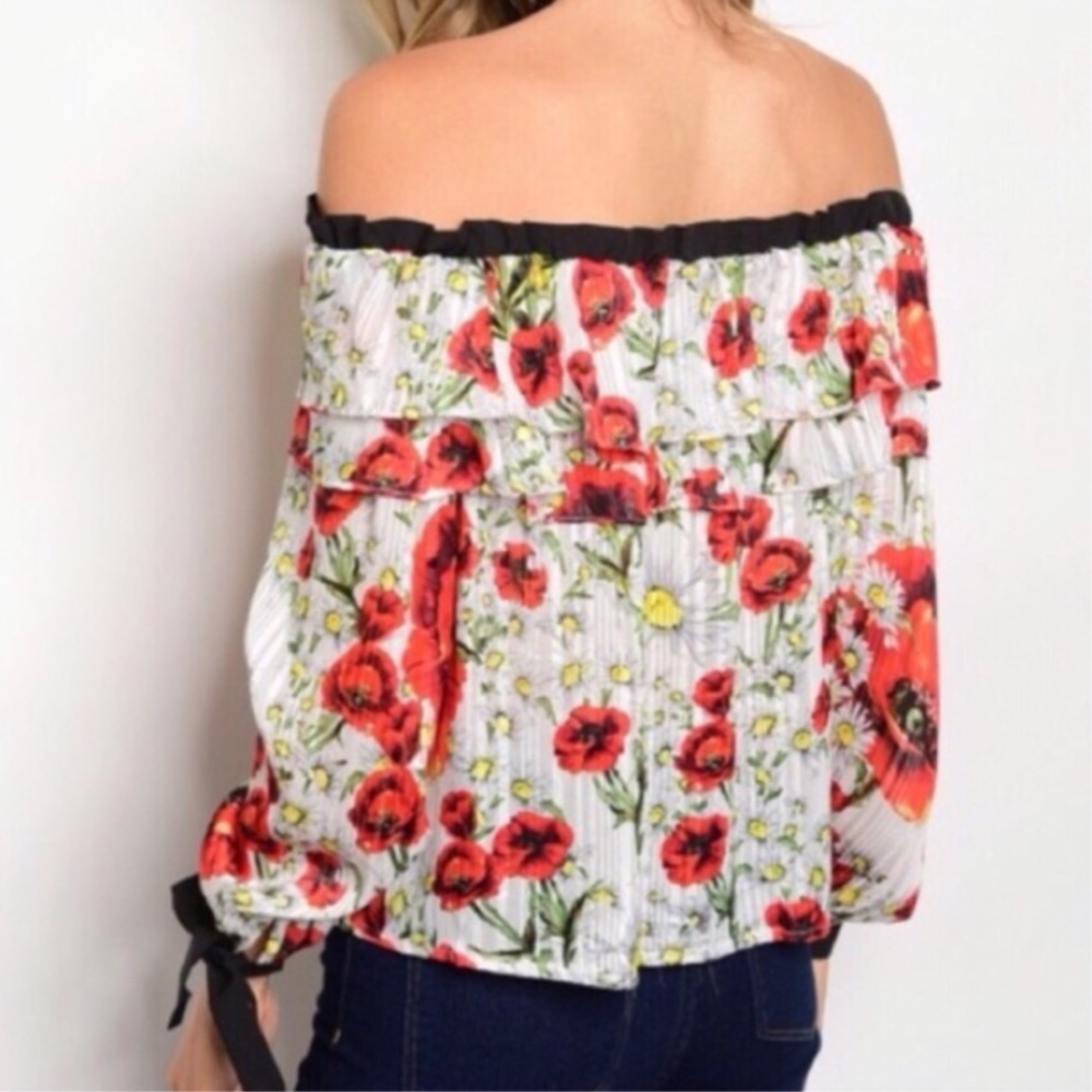 Off Shoulder Floral Print Blouse - Picture 3 of 3